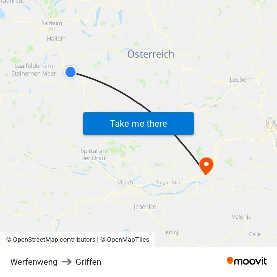 Werfenweng to Griffen map