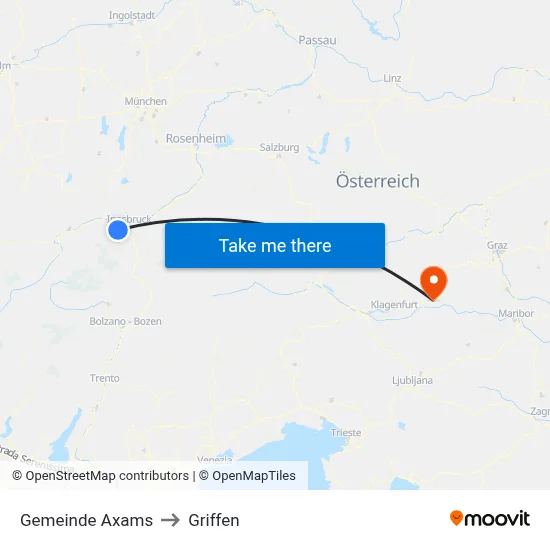 Gemeinde Axams to Griffen map