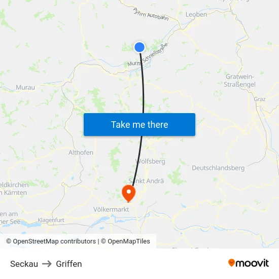 Seckau to Griffen map