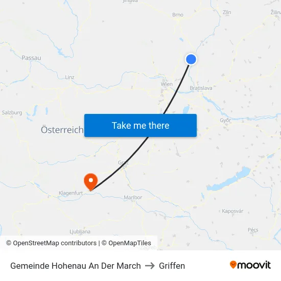 Gemeinde Hohenau An Der March to Griffen map