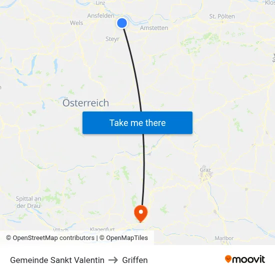 Gemeinde Sankt Valentin to Griffen map