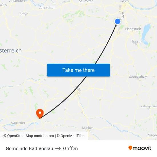 Gemeinde Bad Vöslau to Griffen map