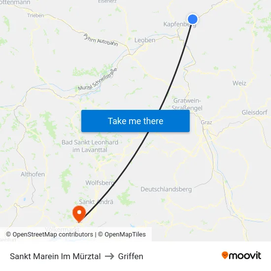 Sankt Marein Im Mürztal to Griffen map