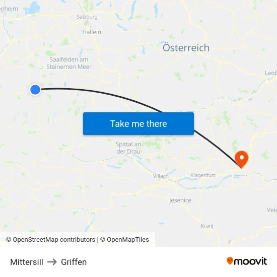 Mittersill to Griffen map
