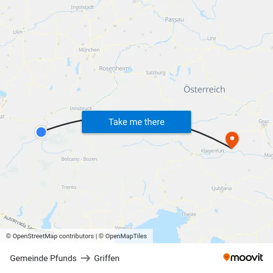 Gemeinde Pfunds to Griffen map