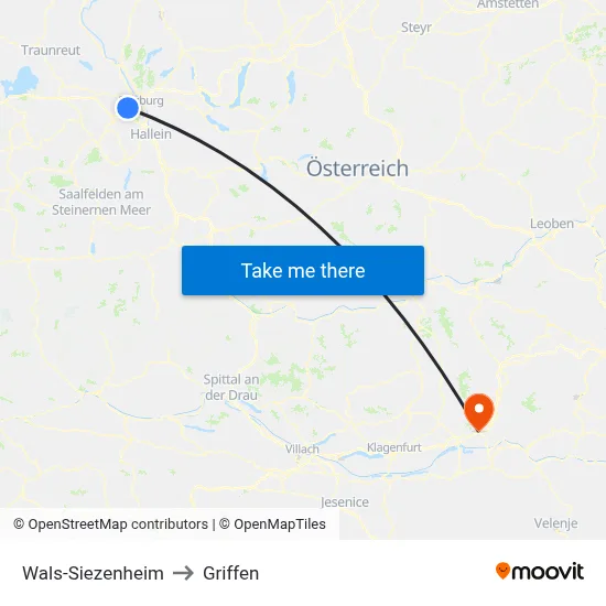 Wals-Siezenheim to Griffen map