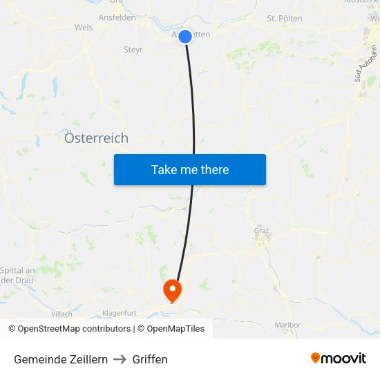 Gemeinde Zeillern to Griffen map
