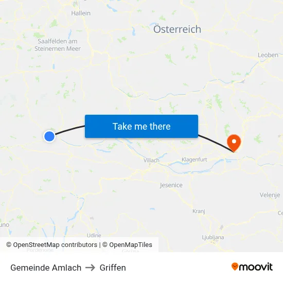 Gemeinde Amlach to Griffen map