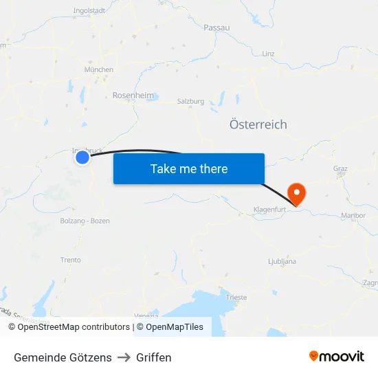 Gemeinde Götzens to Griffen map