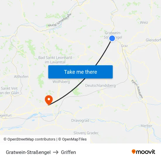 Gratwein-Straßengel to Griffen map