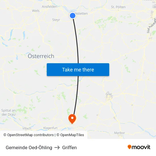 Gemeinde Oed-Öhling to Griffen map
