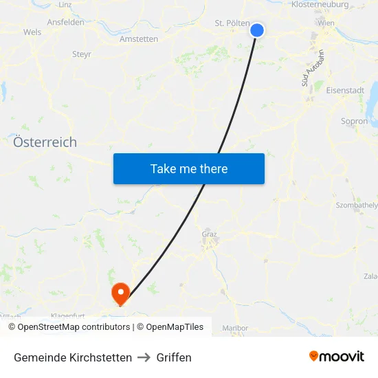 Gemeinde Kirchstetten to Griffen map