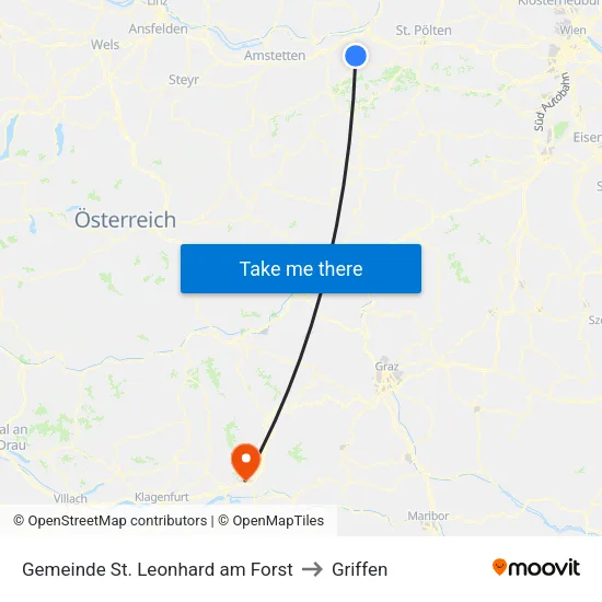 Gemeinde St. Leonhard am Forst to Griffen map