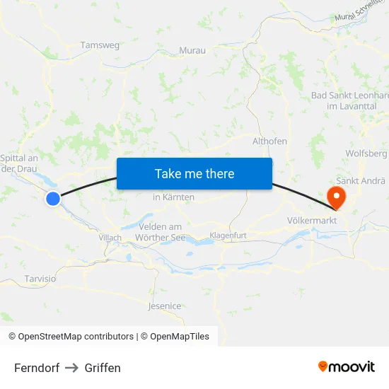 Ferndorf to Griffen map