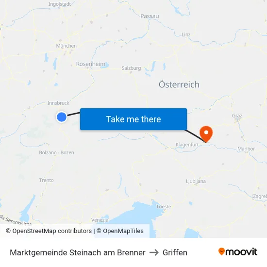 Marktgemeinde Steinach am Brenner to Griffen map
