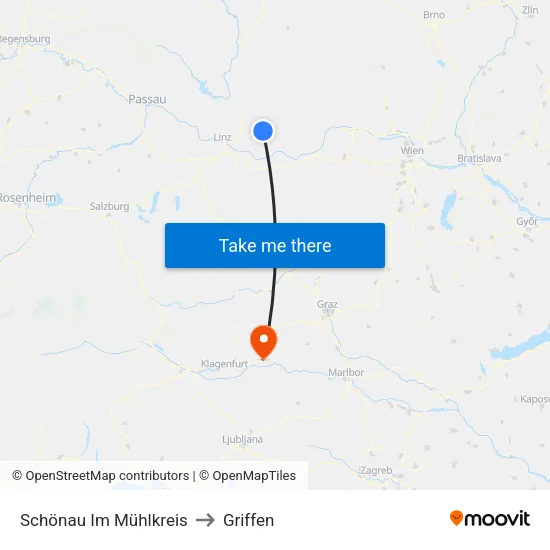 Schönau Im Mühlkreis to Griffen map