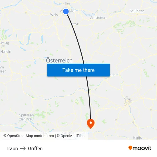 Traun to Griffen map
