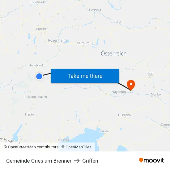 Gemeinde Gries am Brenner to Griffen map