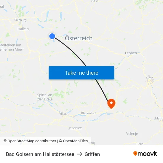 Bad Goisern am Hallstättersee to Griffen map
