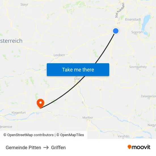 Gemeinde Pitten to Griffen map