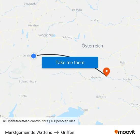 Marktgemeinde Wattens to Griffen map