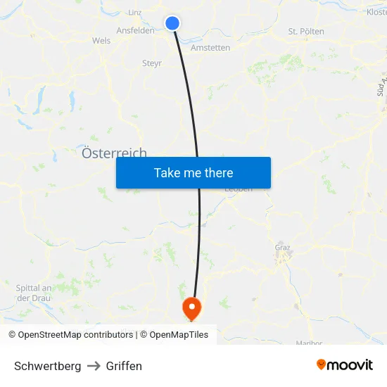 Schwertberg to Griffen map