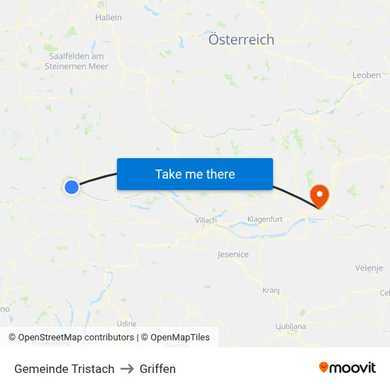 Gemeinde Tristach to Griffen map