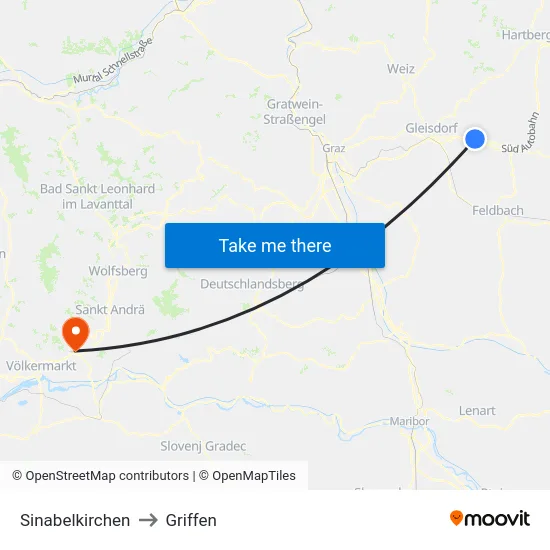 Sinabelkirchen to Griffen map