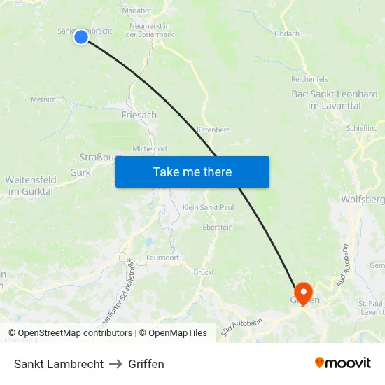 Sankt Lambrecht to Griffen map