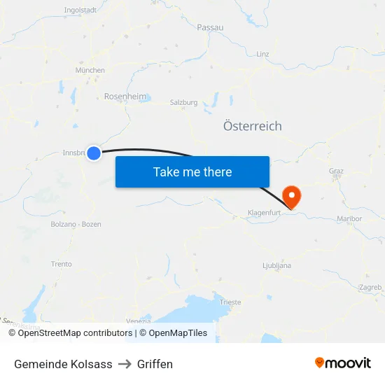 Gemeinde Kolsass to Griffen map