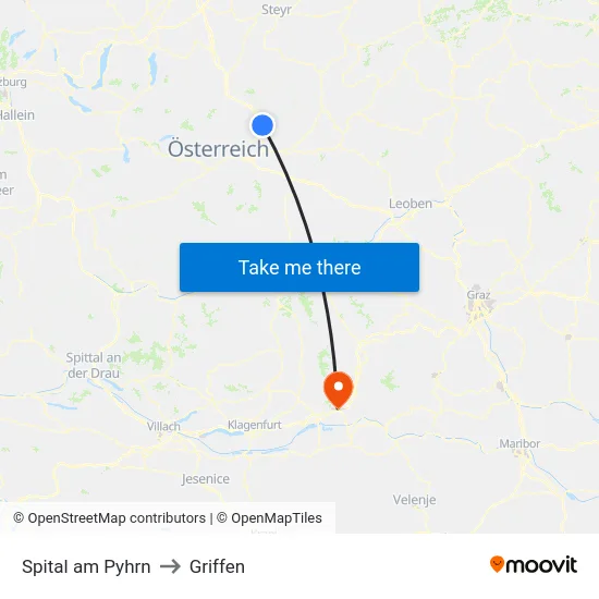 Spital am Pyhrn to Griffen map
