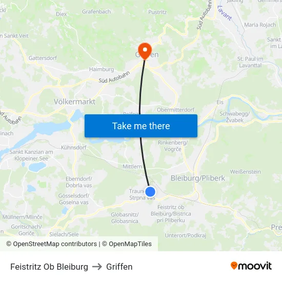 Feistritz Ob Bleiburg to Griffen map