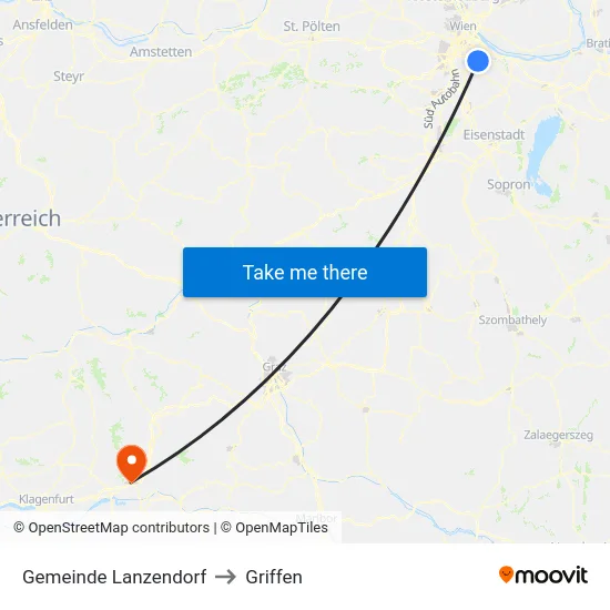 Gemeinde Lanzendorf to Griffen map