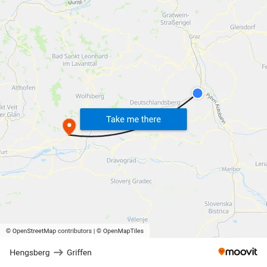 Hengsberg to Griffen map