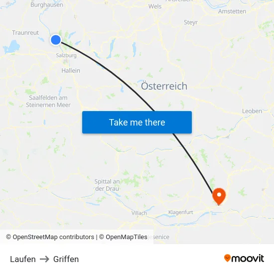 Laufen to Griffen map