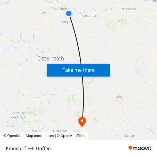 Kronstorf to Griffen map