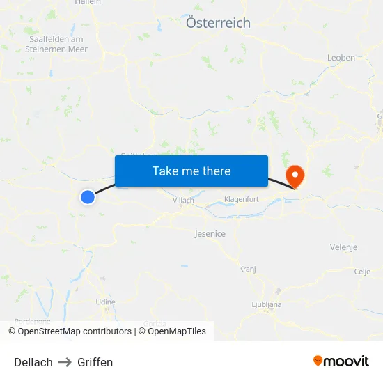 Dellach to Griffen map