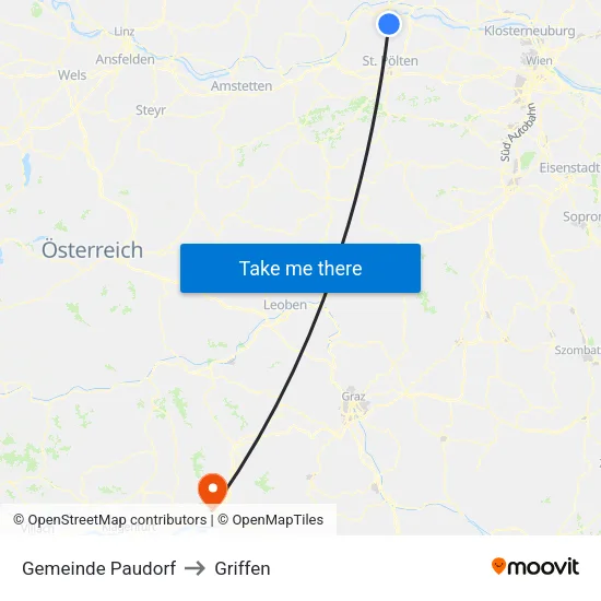 Gemeinde Paudorf to Griffen map
