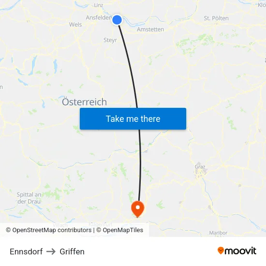Ennsdorf to Griffen map