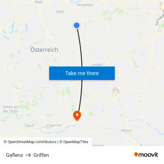 Gaflenz to Griffen map