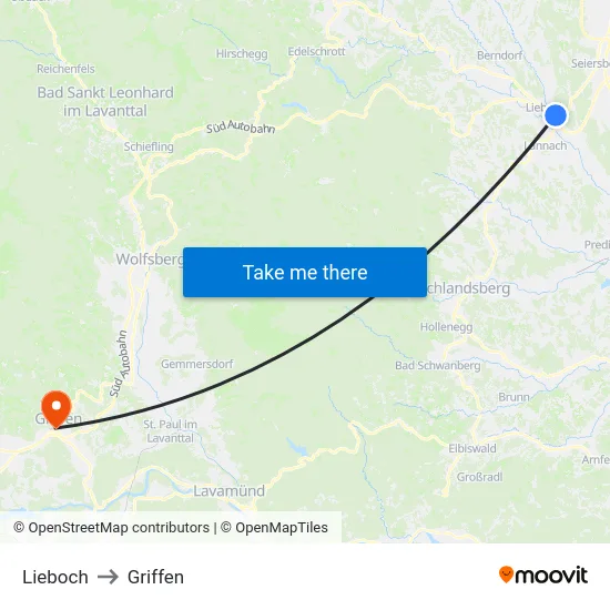 Lieboch to Griffen map