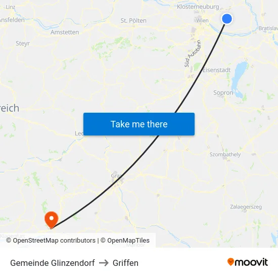Gemeinde Glinzendorf to Griffen map