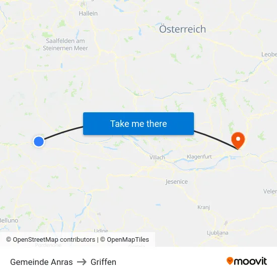 Gemeinde Anras to Griffen map