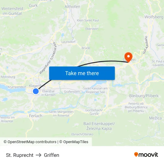 St. Ruprecht to Griffen map