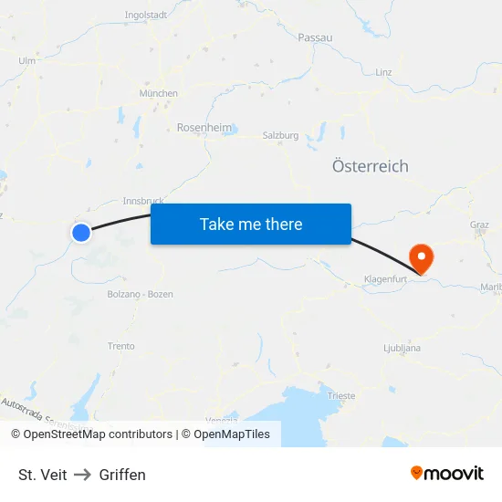 St. Veit to Griffen map