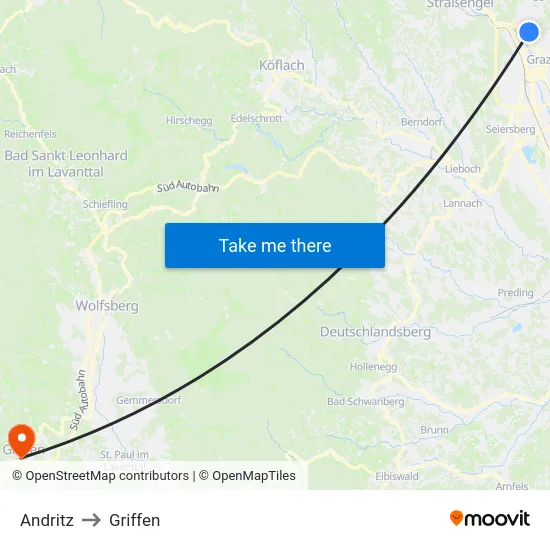 Andritz to Griffen map