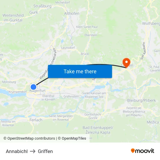 Annabichl to Griffen map