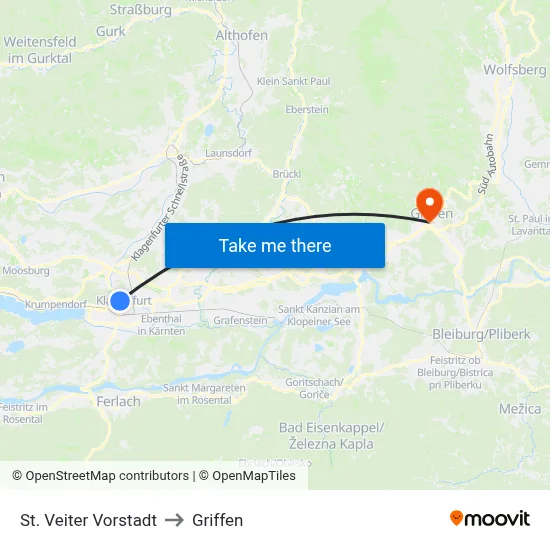 St. Veiter Vorstadt to Griffen map