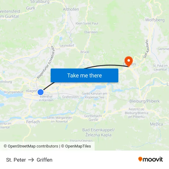 St. Peter to Griffen map