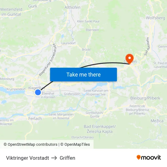 Viktringer Vorstadt to Griffen map